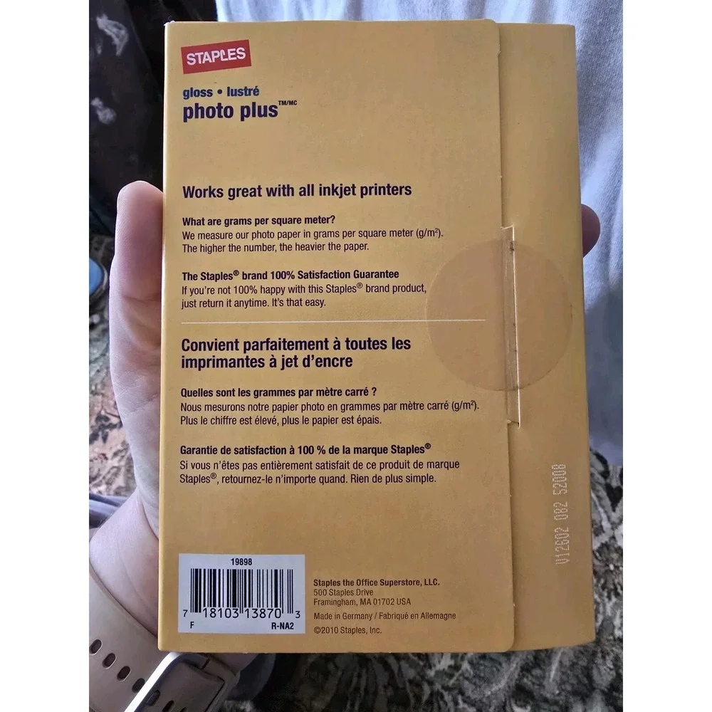 Staples Gloss Photo Plus 60ct Sheets 4inx6in 19898 Brand New Ink Jet Compatible